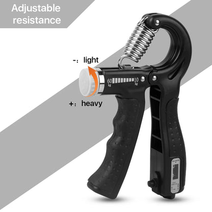 Hand Grip Strengthener Exerciser Adjustable Strength Workout Grip Strength Trainer for Exercise Finger Forearm Wrist, Black, Pack of 1